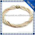 AA 4-5mm latest new style wholesale 5 strands fresh water pearl necklace
